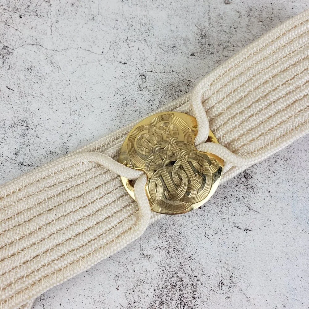 Vintage Wide Belt Woven Rope Art Deco Bohemian Adjustable Length